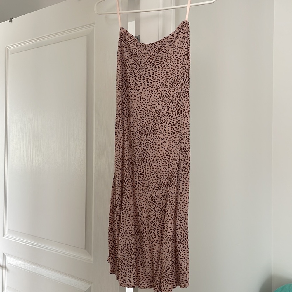 Pink leopard midi skirt